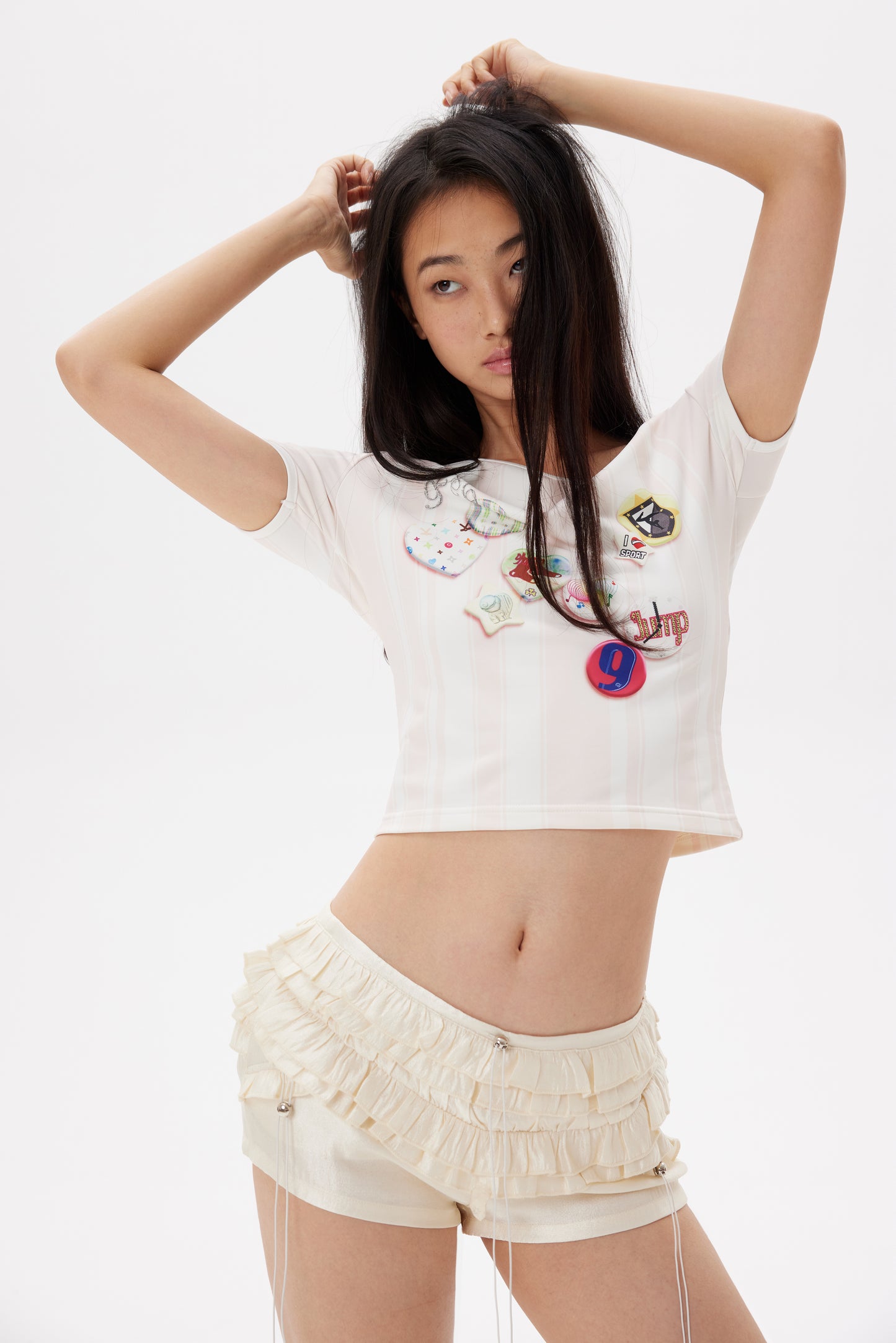 Satin pleated cake shorts 