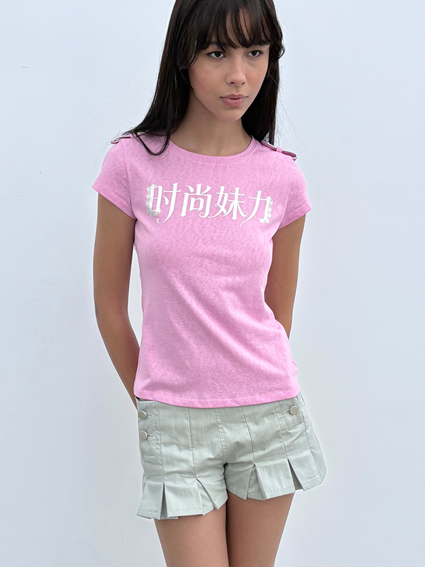 Y2K Aesthetic Pleated Mini Shorts - Side Button Detail Retro Chic Summer Bottoms