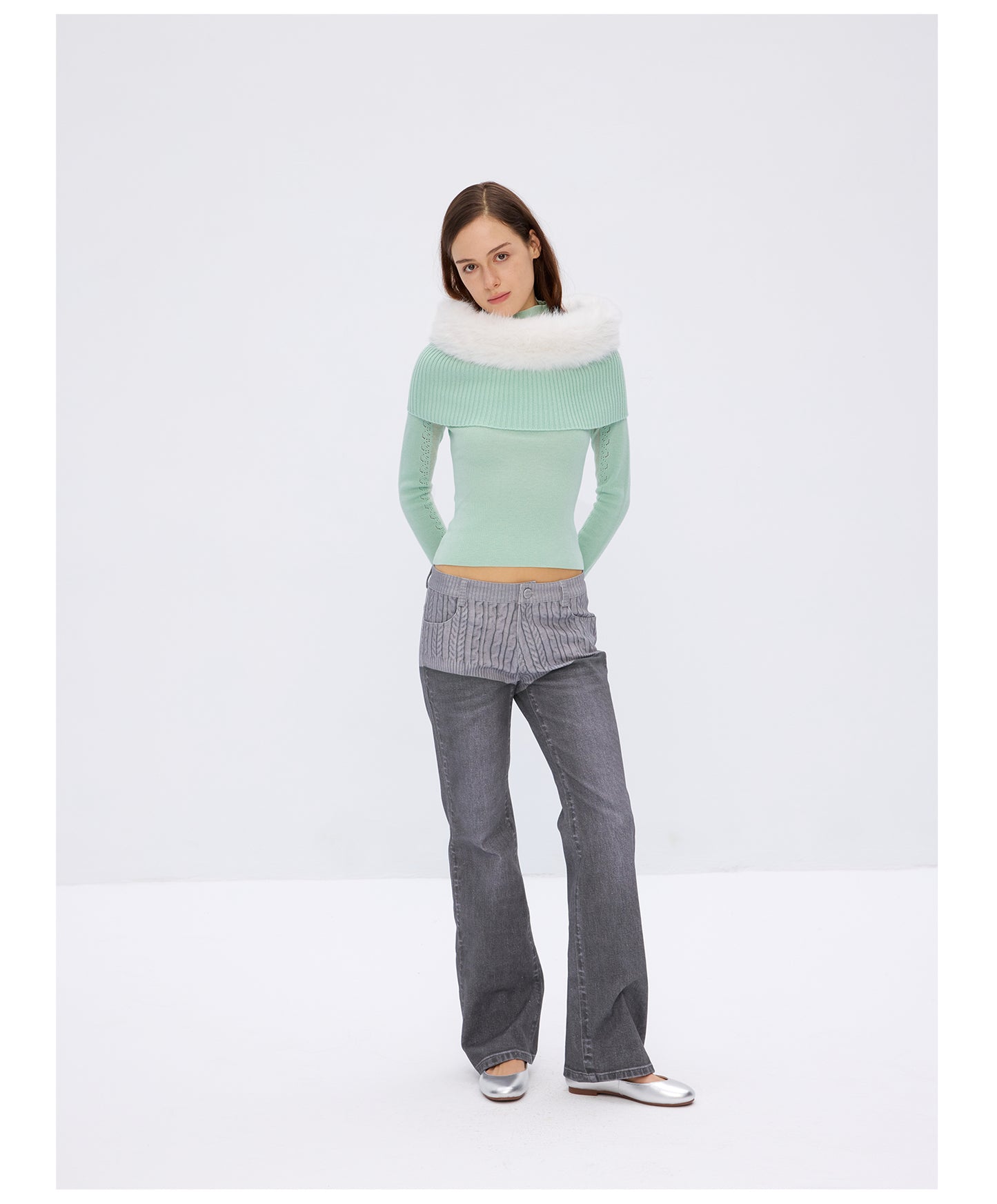9266studio Detachable wool collar, wool knit long sleeves