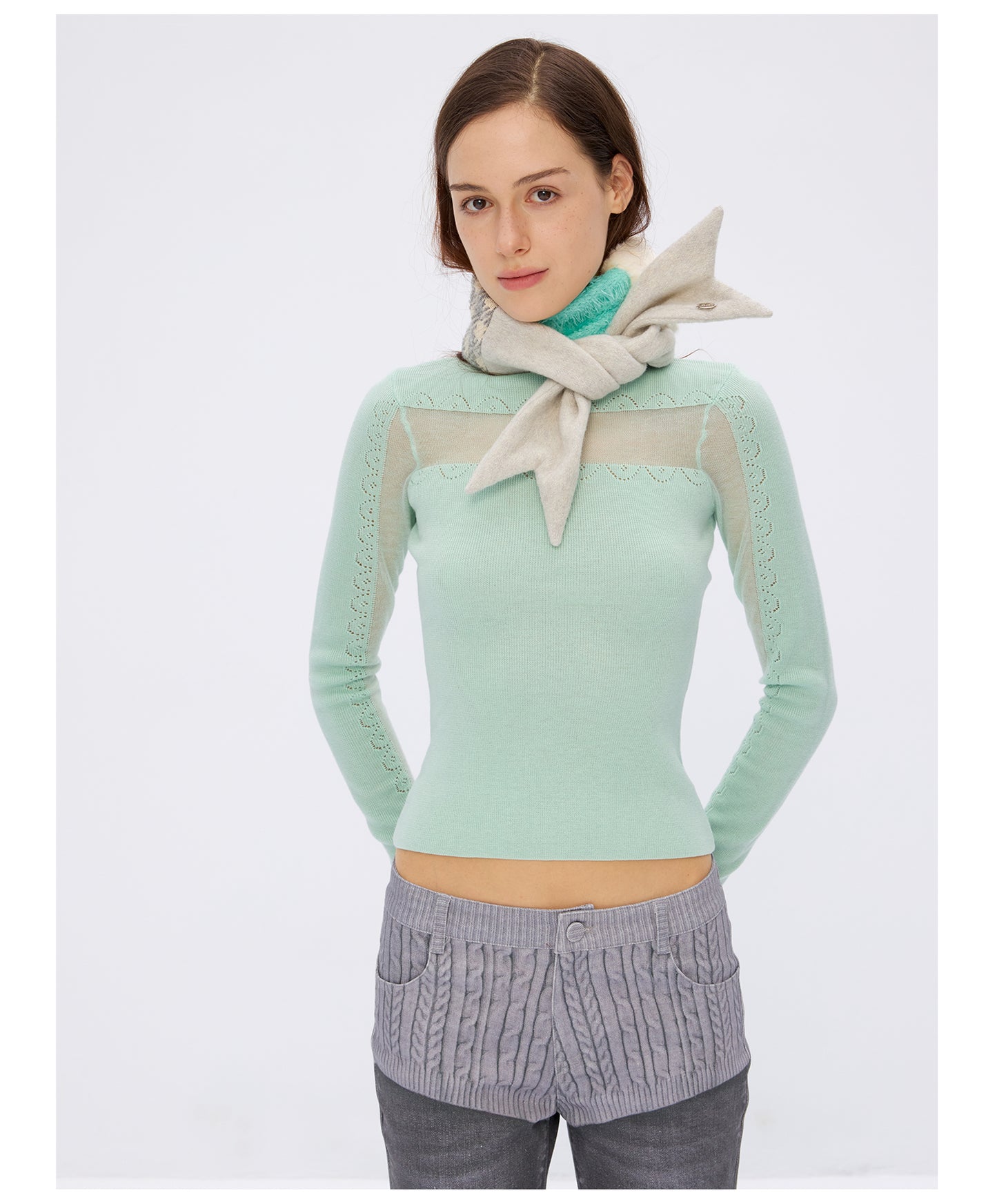 9266studio Detachable wool collar, wool knit long sleeves