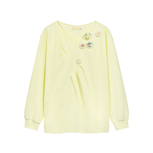 Badge V-neck hoodie