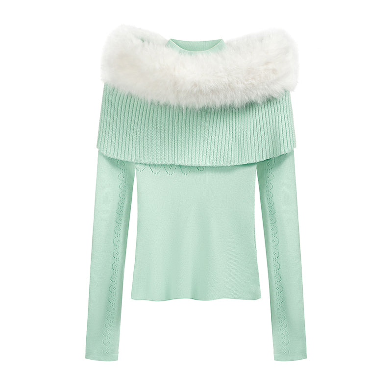 9266studio Detachable wool collar, wool knit long sleeves