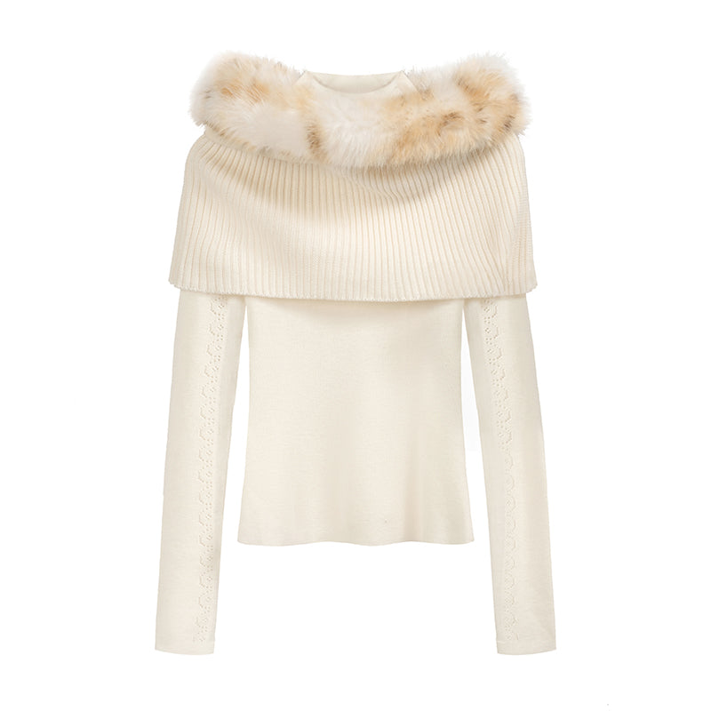 9266studio Detachable wool collar, wool knit long sleeves