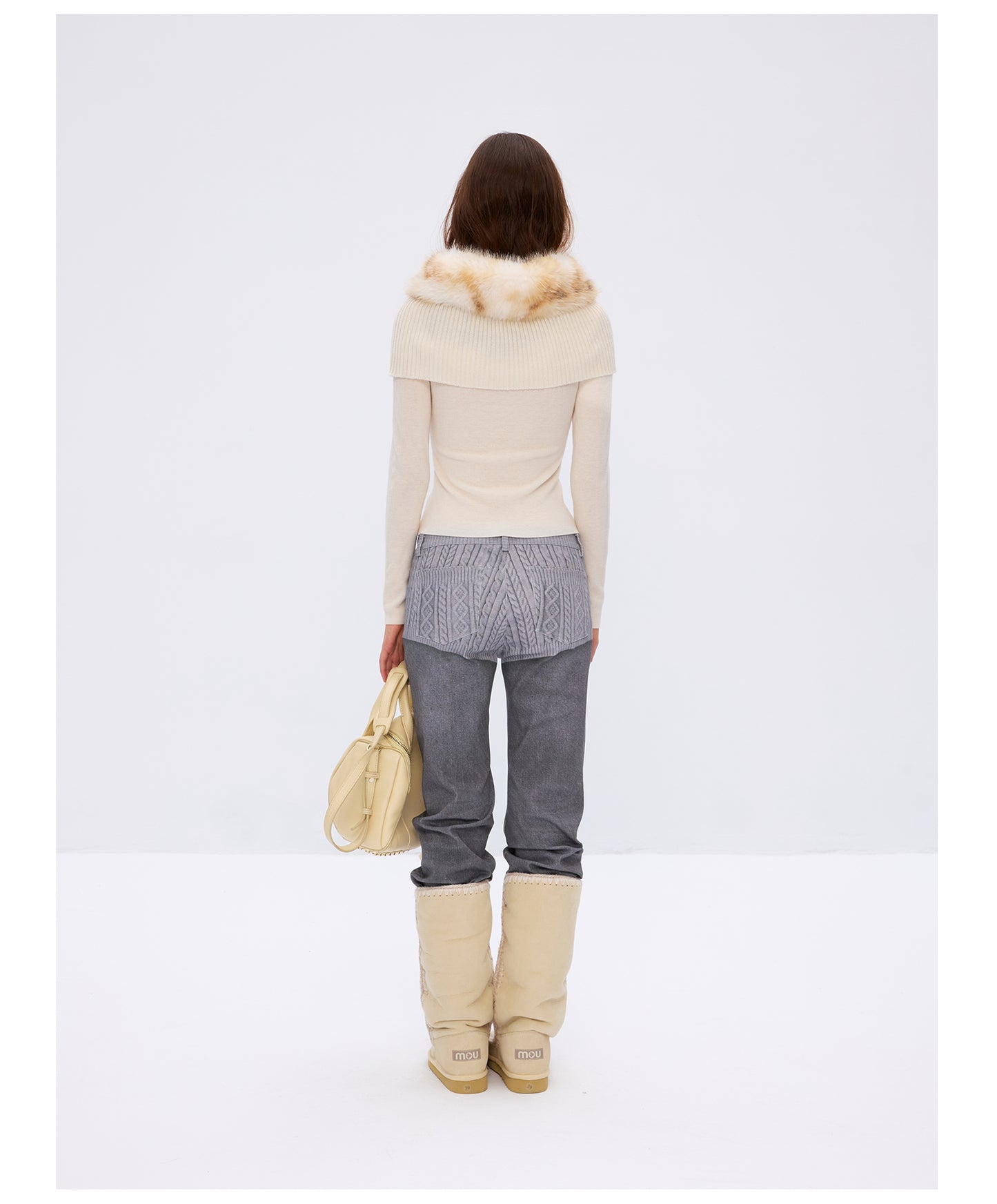 9266studio Detachable wool collar, wool knit long sleeves