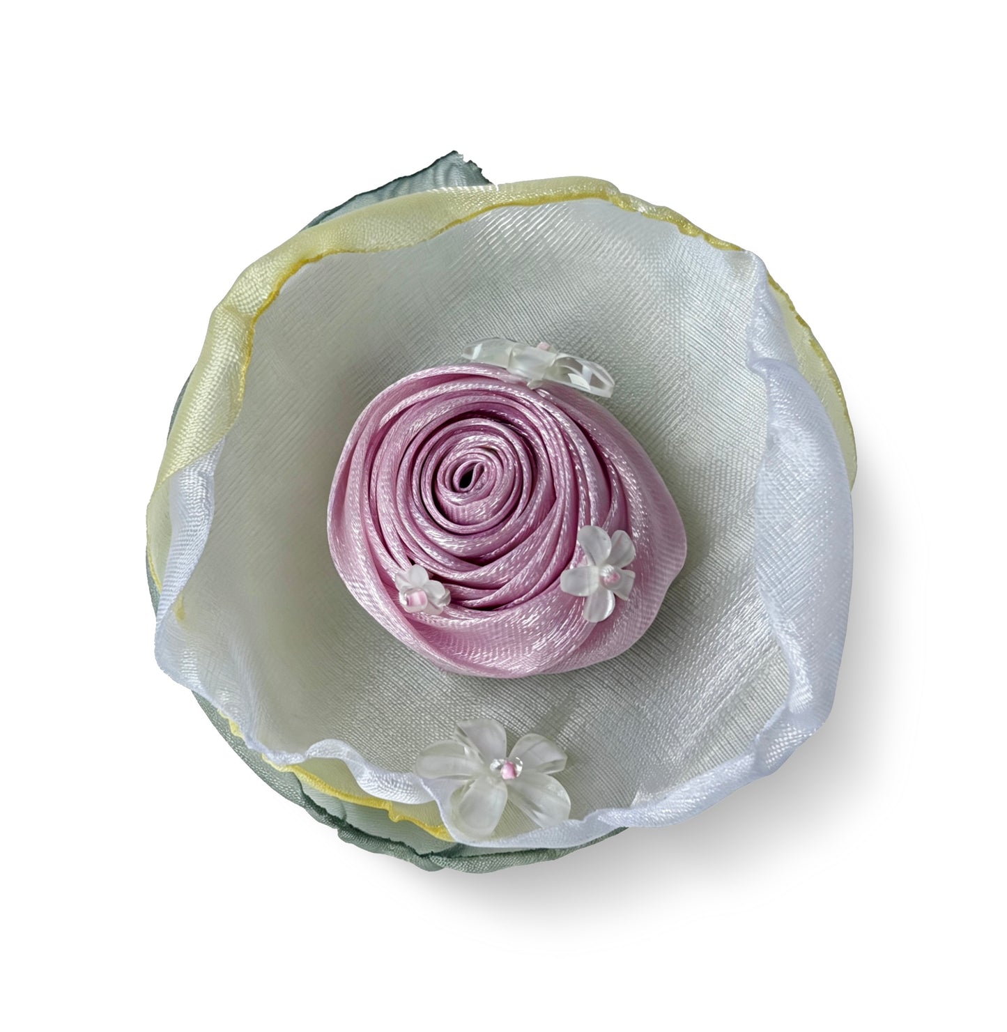 Handcrafted Organza Rose Hair Accessory - Romantic Coquette Aesthetic Hair Clip