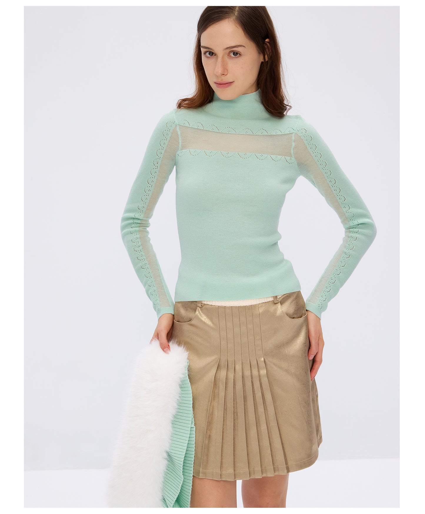 9266studio Detachable wool collar, wool knit long sleeves
