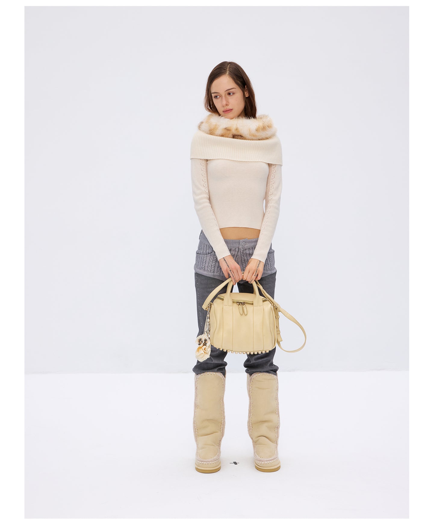 9266studio Detachable wool collar, wool knit long sleeves