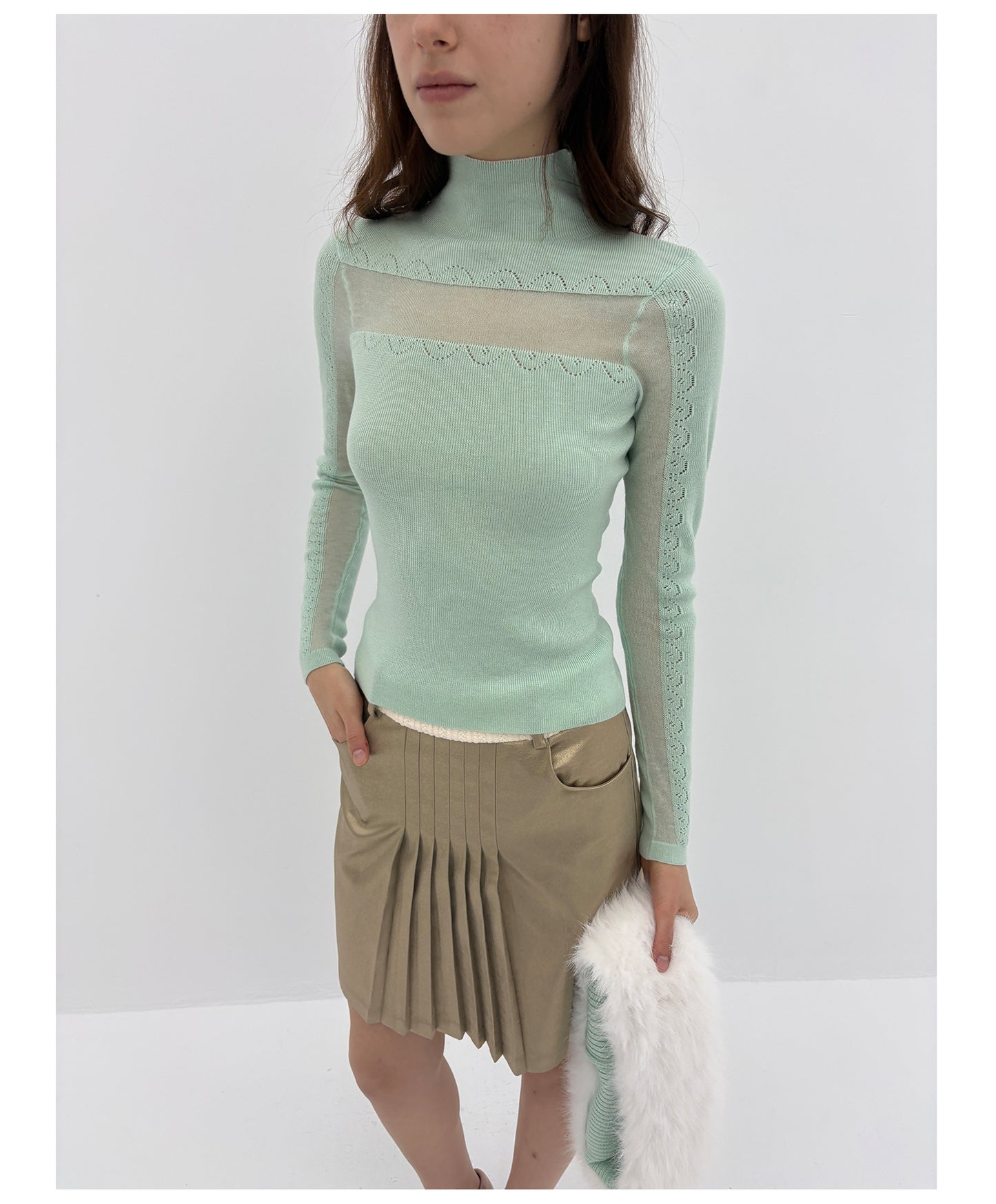 9266studio Detachable wool collar, wool knit long sleeves
