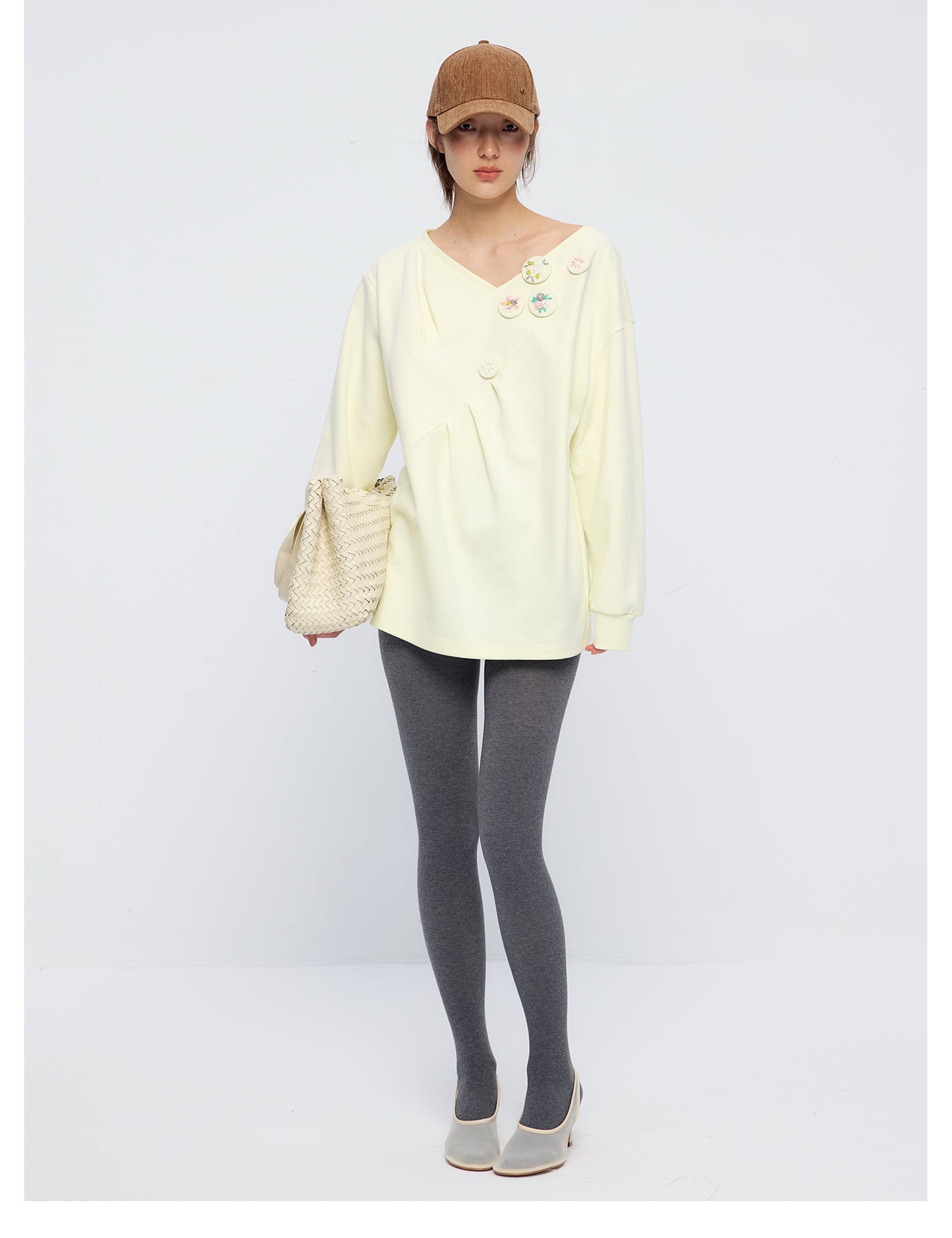 Badge V-neck hoodie