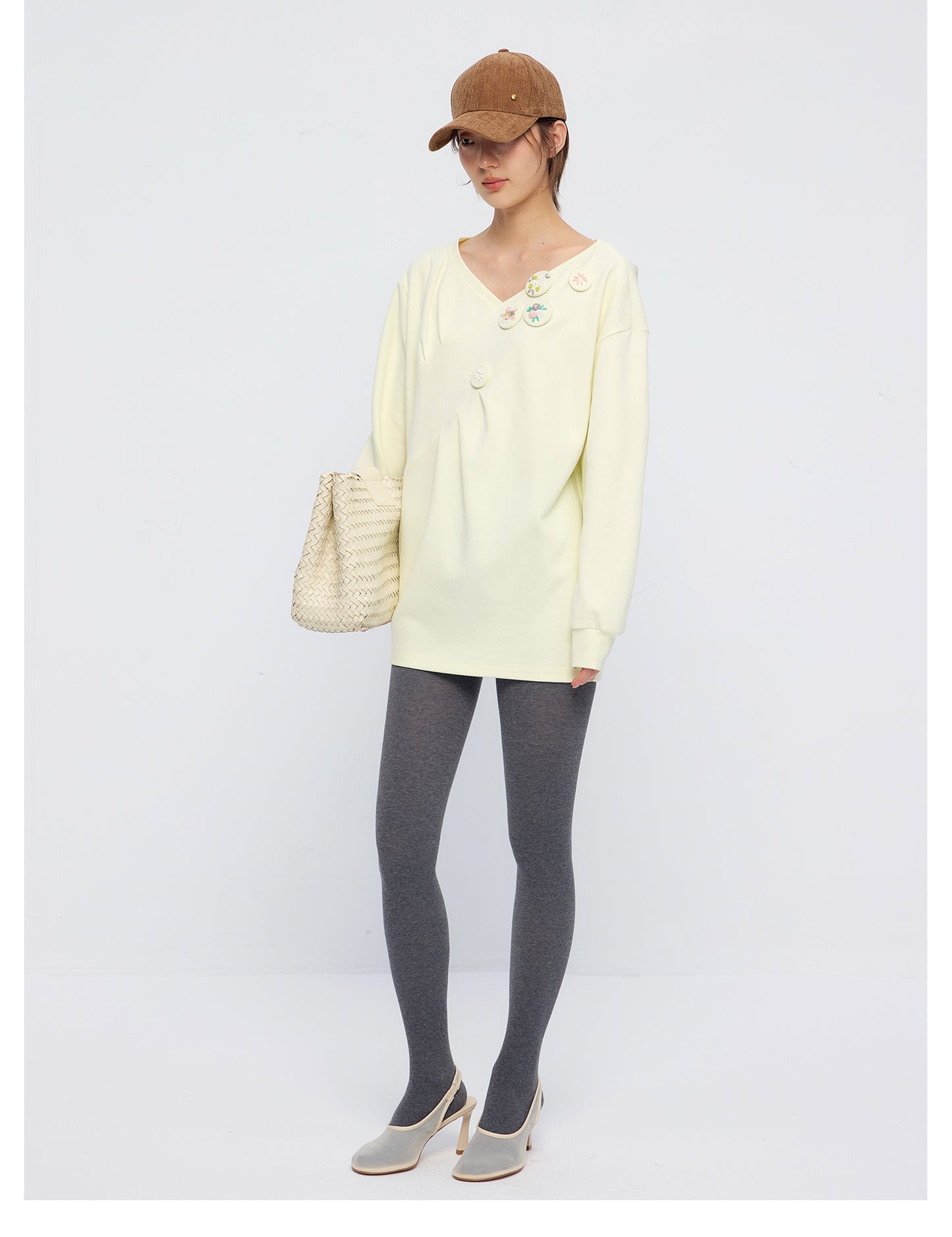Badge V-neck hoodie
